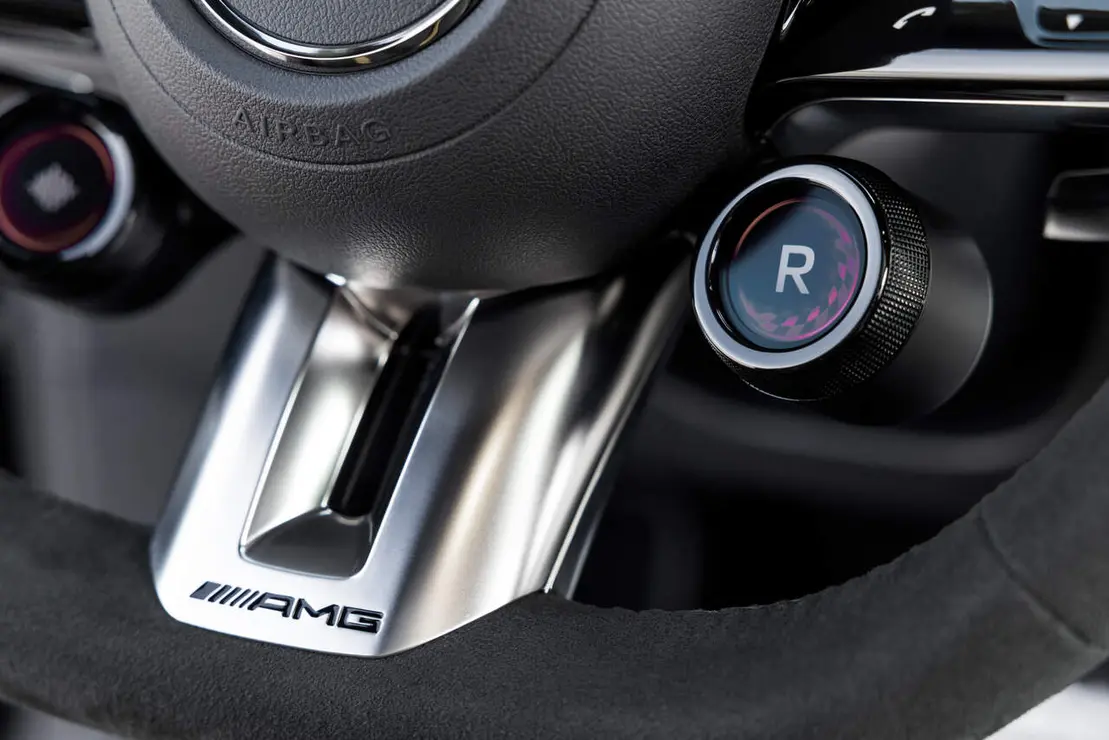 Der neue elektrische Mercedes-AMG CLA 45 4MATIC+.

Exterieur Farbe: MANUFAKTUR graphit grau magno

Interieur Polster: ARTICO/Microcut schwarz / racegelb

Energieverbrauch kombiniert: 18,7‒16,5 kWh/100 km | CO₂-Emissionen kombiniert: 0 g/km | CO₂-Klasse: A

Die Angaben sind vorl&auml;ufig. Es liegen bislang weder best&auml;tigte Werte von einer amtlich anerkannten Pr&uuml;forganisation noch eine EG-Typgenehmigung noch eine Konformit&auml;tsbescheinigung mit amtlichen Werten vor. Abweichungen zwischen den Angaben und den amtlichen Werten sind m&ouml;glich. 

The new Mercedes-AMG CLA 45 4MATIC+ electric.

Exterior color: MANUFAKTUR graphite grey magno

Interior color: ARTICO Microcut black / race yellow

Energy consumption combined: 18.7&ndash;16.5 kWh/100 km | Combined CO₂ emissions: 0 g/km | CO₂ class: A

The figures are provisional. To date, there are no confirmed figures from an officially recognised testing organisation, nor is there an EC type-approval or a certificate of conformity containing official figures. There may be discrepancies between the figures provided and the official figures.