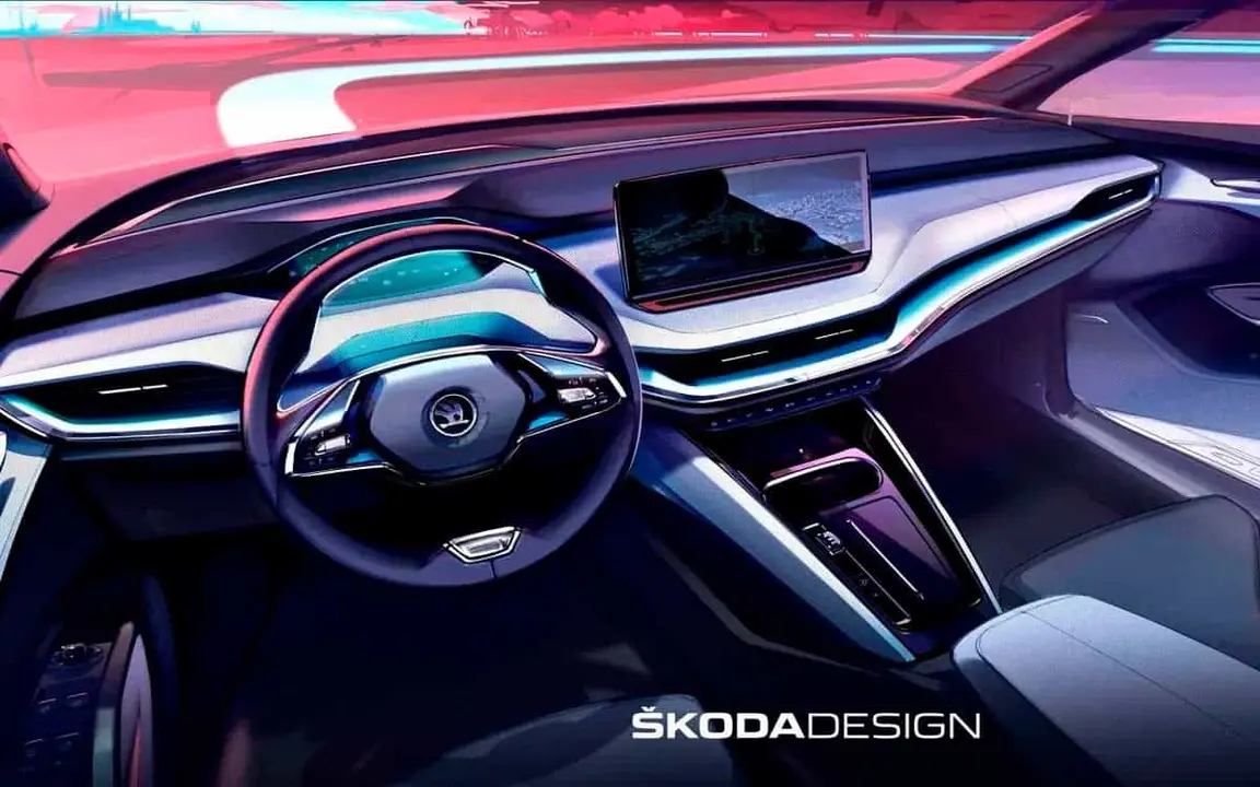 Foto del interior del Skoda Enyaq IV - Suv el&eacute;ctrico de la marca Skoda
