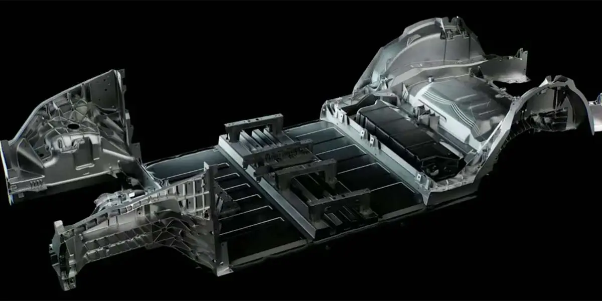 Foto del nuevo chasis del Tesla Model Y de dos piezas