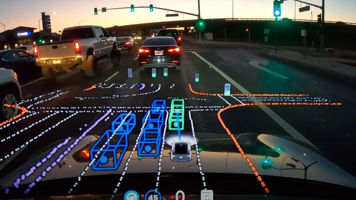 Foto de lo que visualiza el Full Self Driving de Tesla
