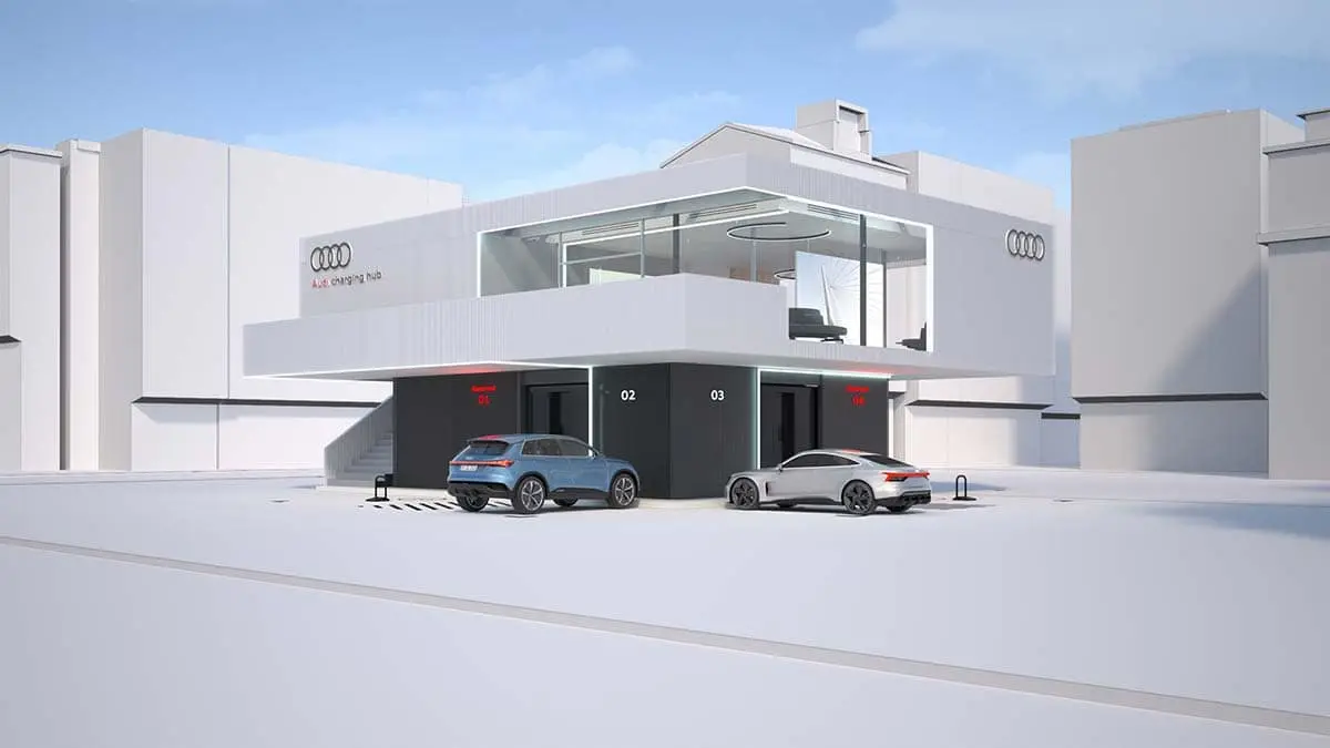 Estaci&oacute;n de carga de Audi para coches el&eacute;ctricos