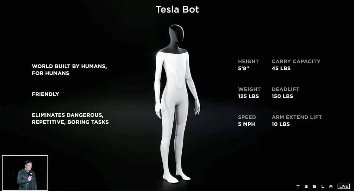 Foto del Tesla Bot (Optimus)