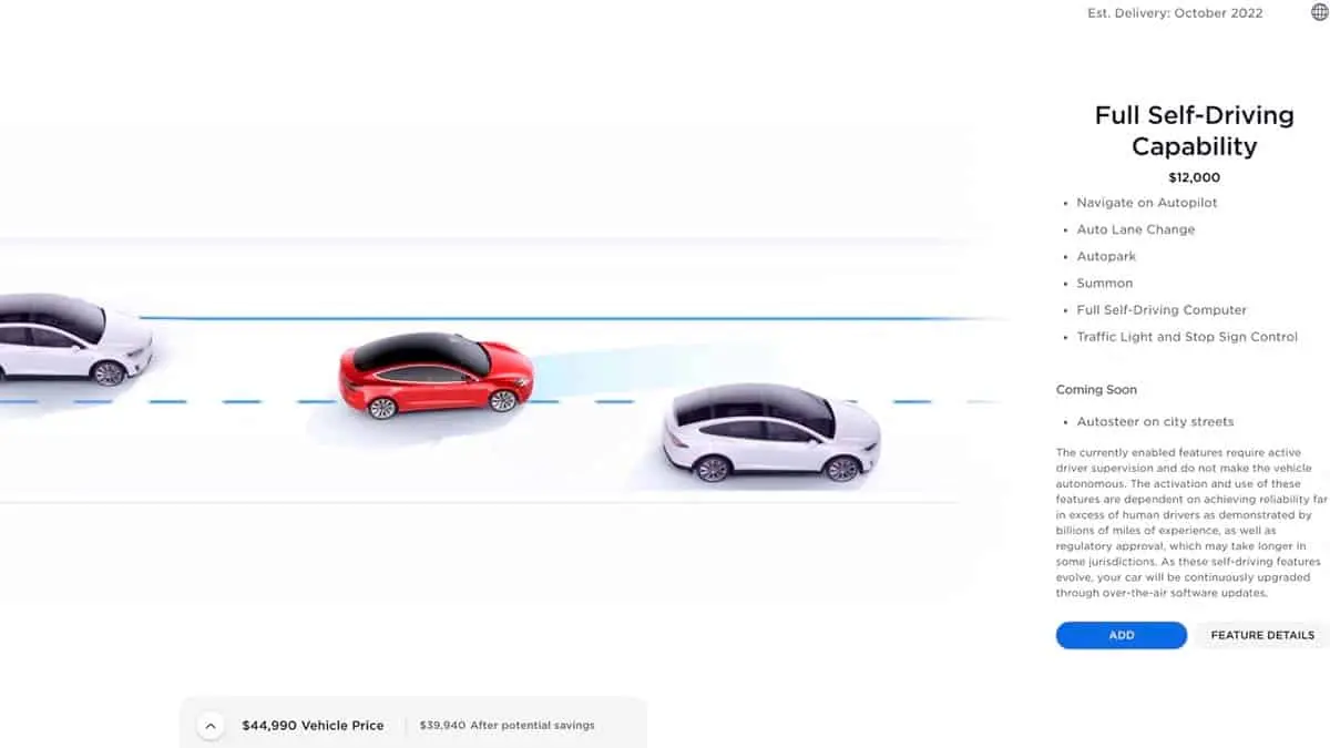 Precio del Full Self-Driving de Tesla