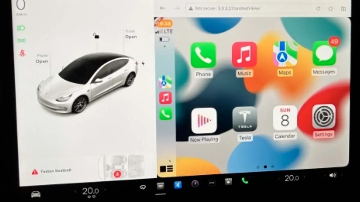Apple CarPlay ejecutado en un coche Tesla