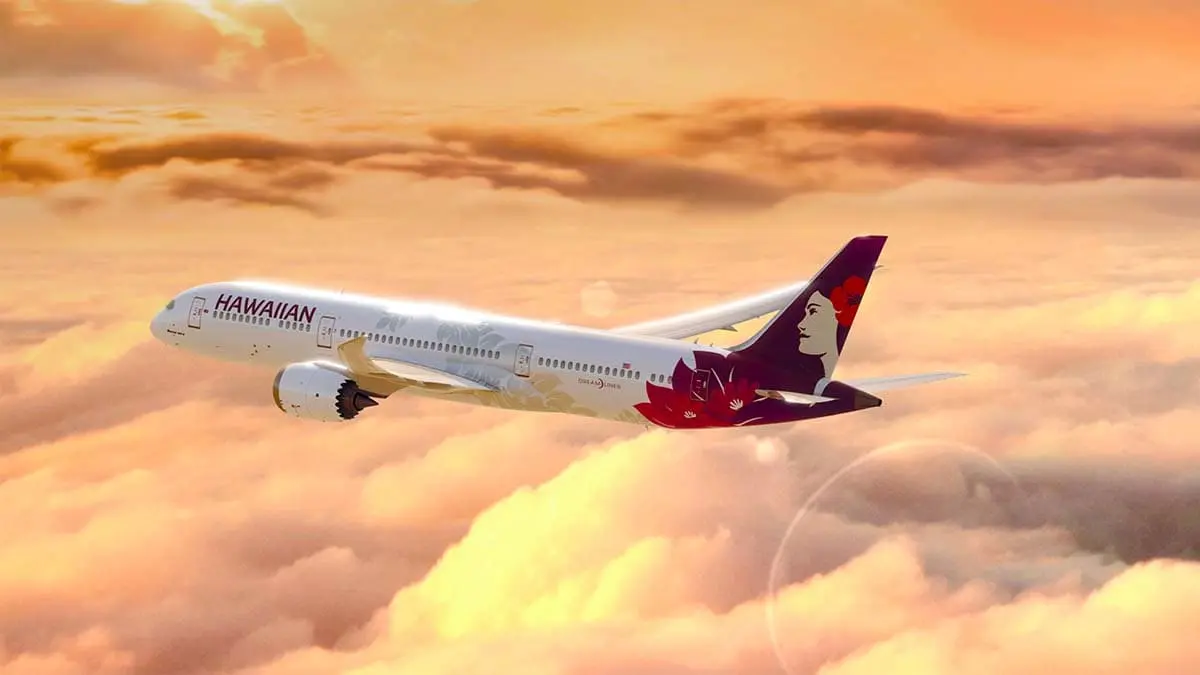 Avi&oacute;n aerolinea Hawaiian Airlines con internet de Starlink