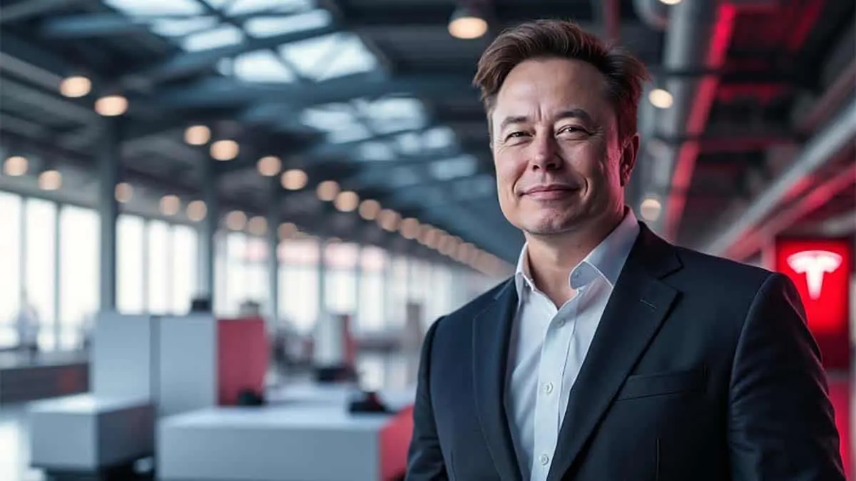 Elon Musk creado por IA en la Giga Shangha&iacute; de Tesla