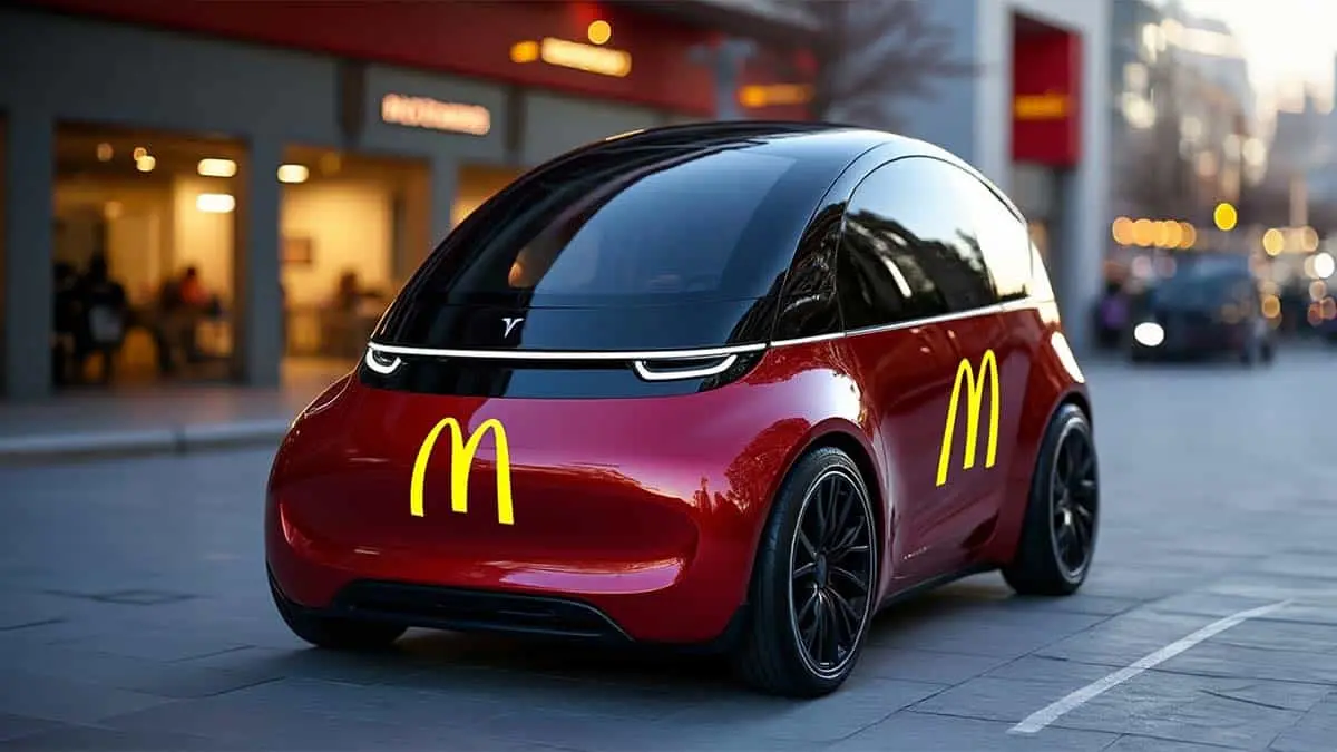 Tesla Robotaxi usado por Mcdonald&acute;s