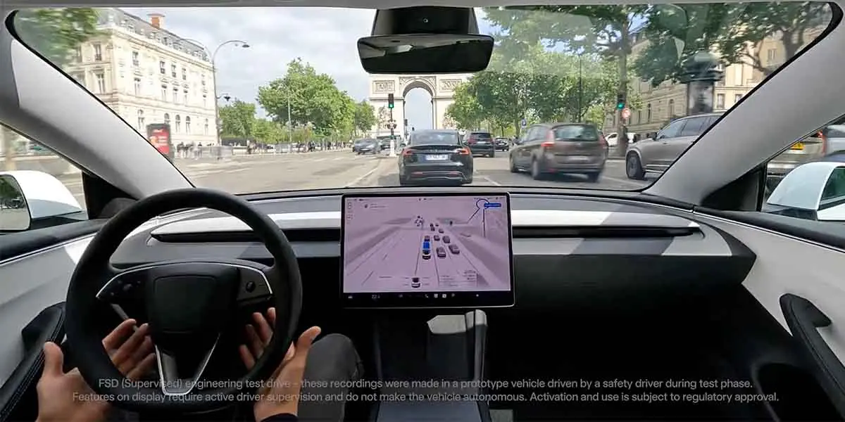 Pruebas del Tesla FSD en Europa, en este caso en Par&iacute;s