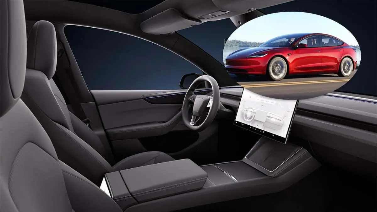 Vista del interior del Tesla Model 3 2026, destacando la pantalla t&aacute;ctil y el dise&ntilde;o moderno.