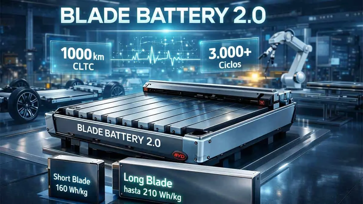 La nueva bater&iacute;a Blade 2.0 de BYD ofrece mayor autonom&iacute;a y durabilidad para veh&iacute;culos el&eacute;ctricos.