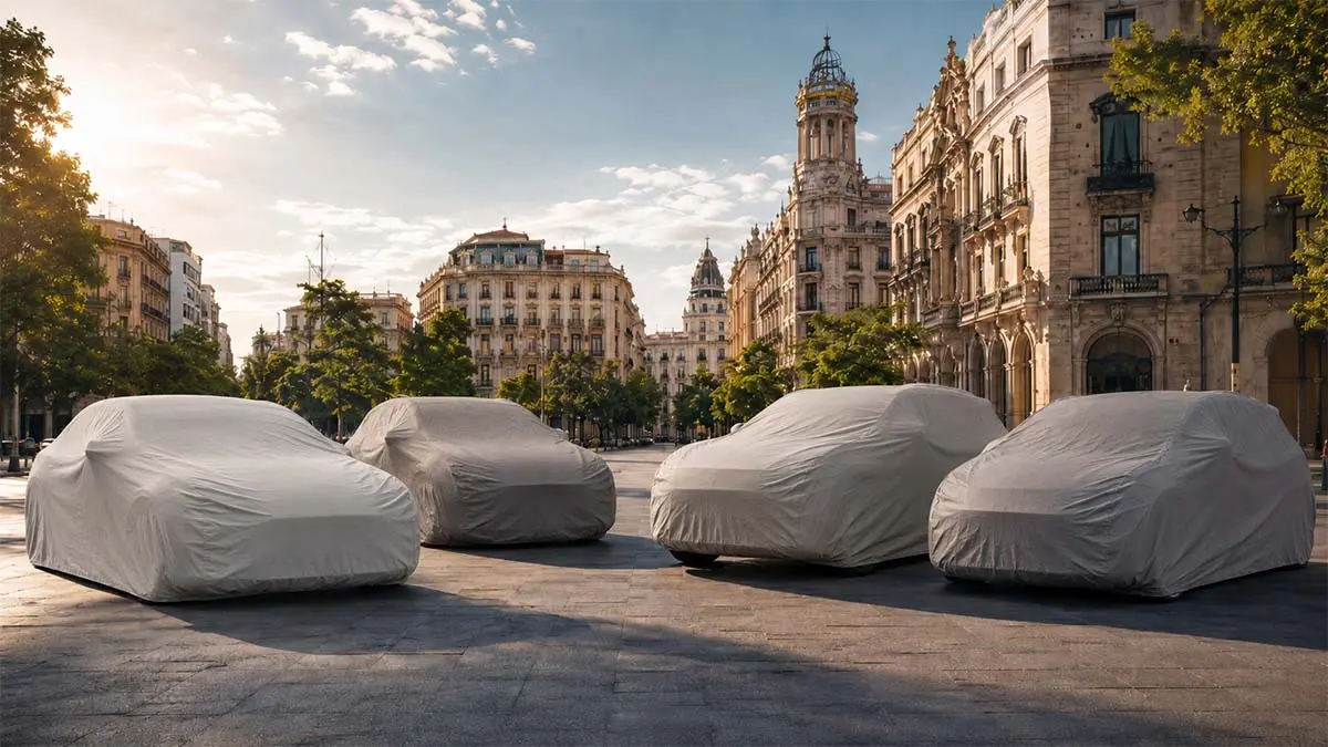 Los coches el&eacute;ctricos mas vendidos en Espa&ntilde;a tapados por una lona