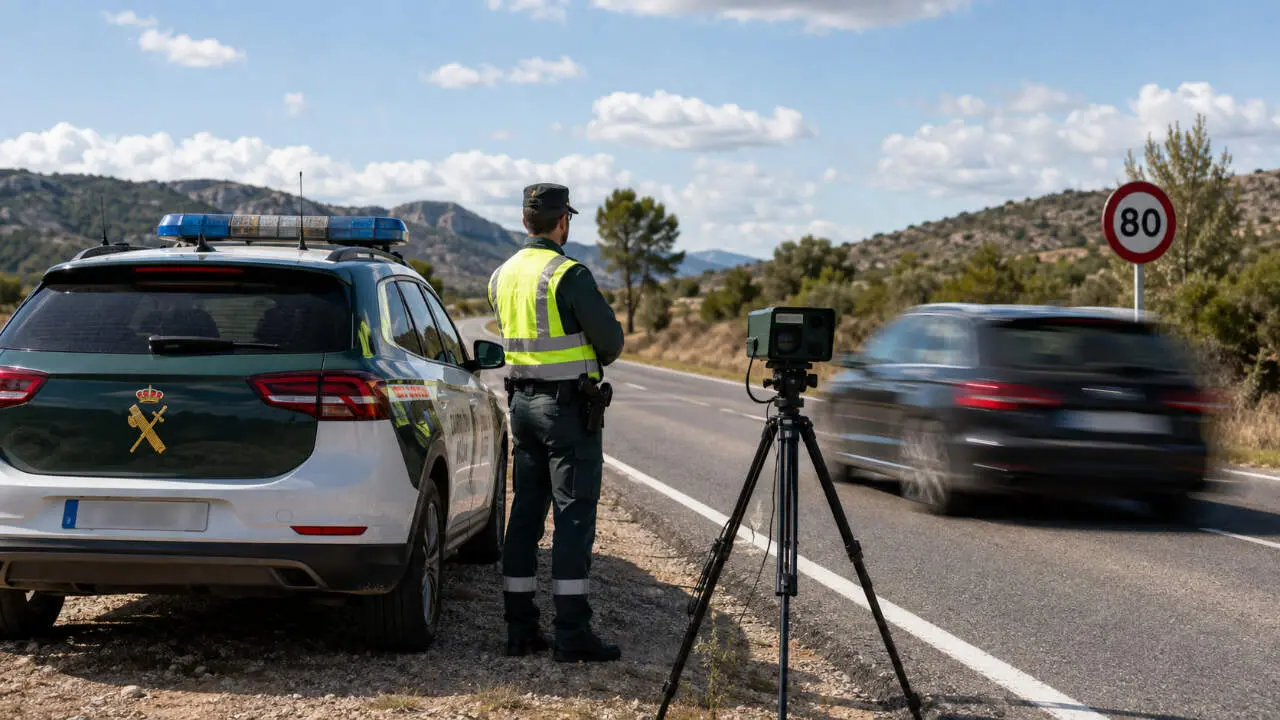 Radar m&oacute;vil en una carretera espa&ntilde;ola