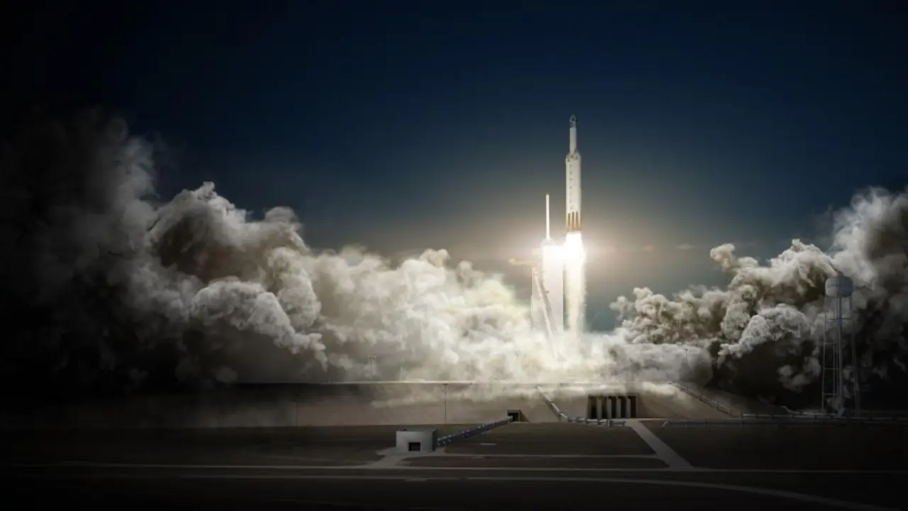 Imagen del Falcon Heavy de Space X 