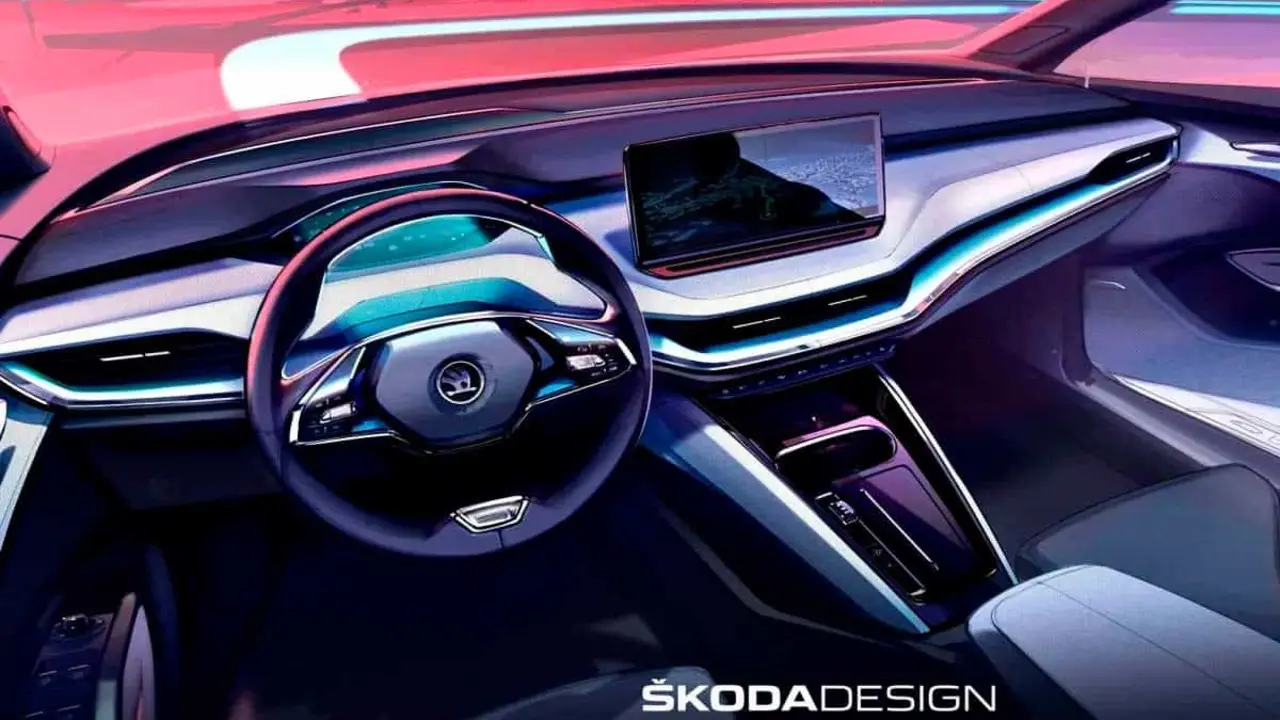 Foto del interior del Skoda Enyaq IV - Suv el&eacute;ctrico de la marca Skoda