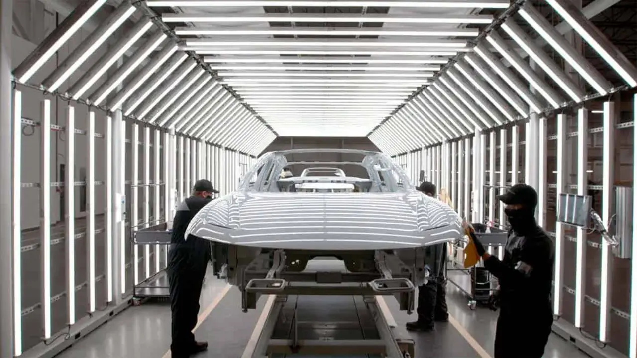 Foto del taller de pintura de Lucid Motors para el Lucid Air