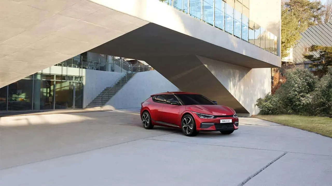 Foto del KIA EV6 en color rojo