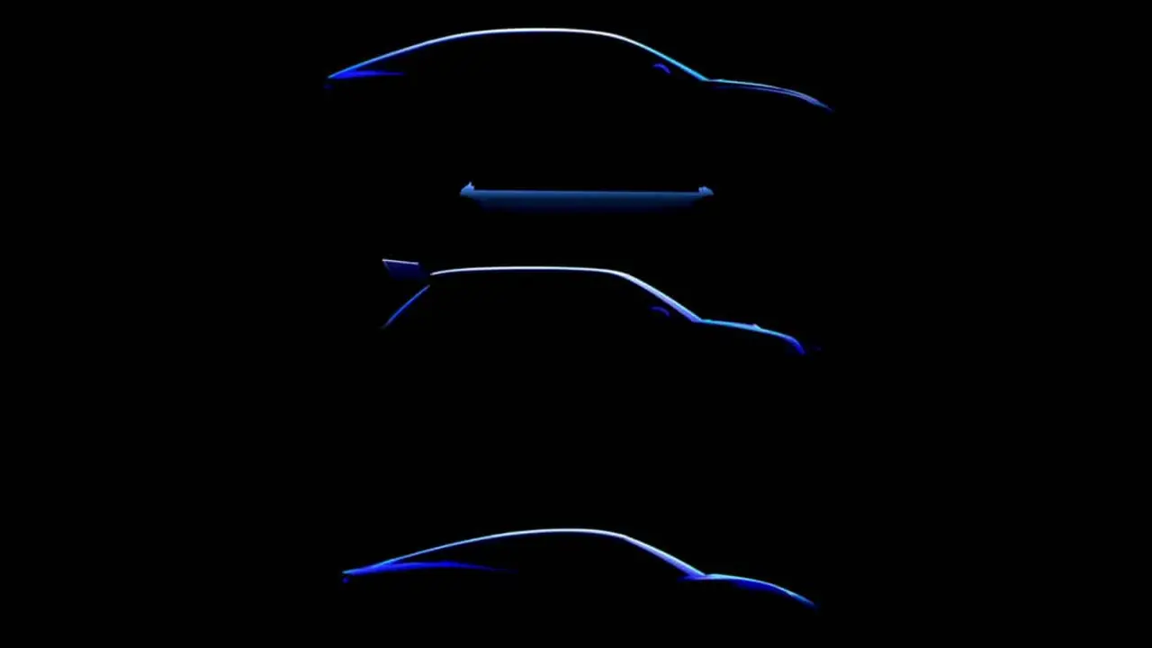Siluetas (teaser) de los tres coches el&eacute;ctricos de Alpine