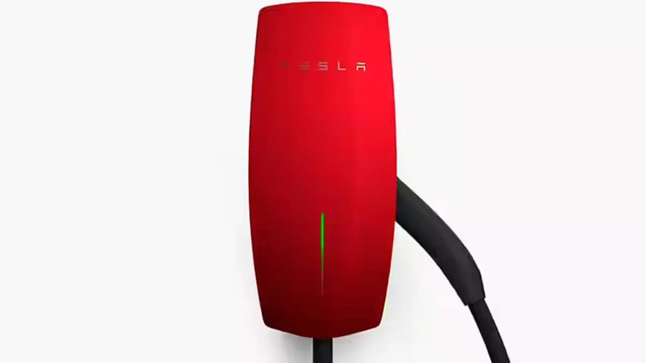 Wall Connector de Tesla en color rojo