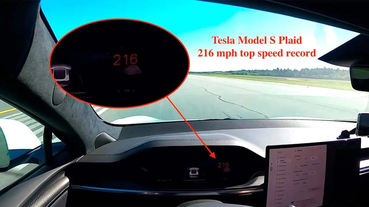 Tesla Model S Plaid alcanzando los 216 mph