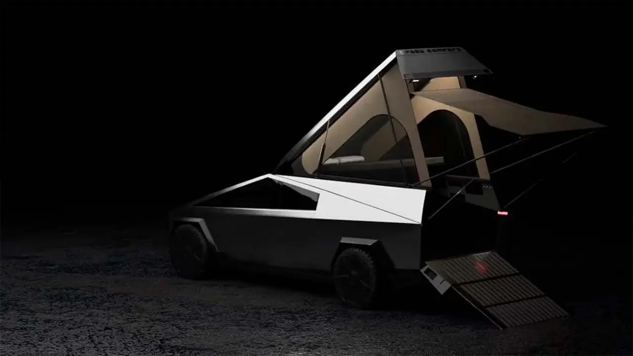 Imagen de la Tesla Cybertruck camperizada por Space Campers