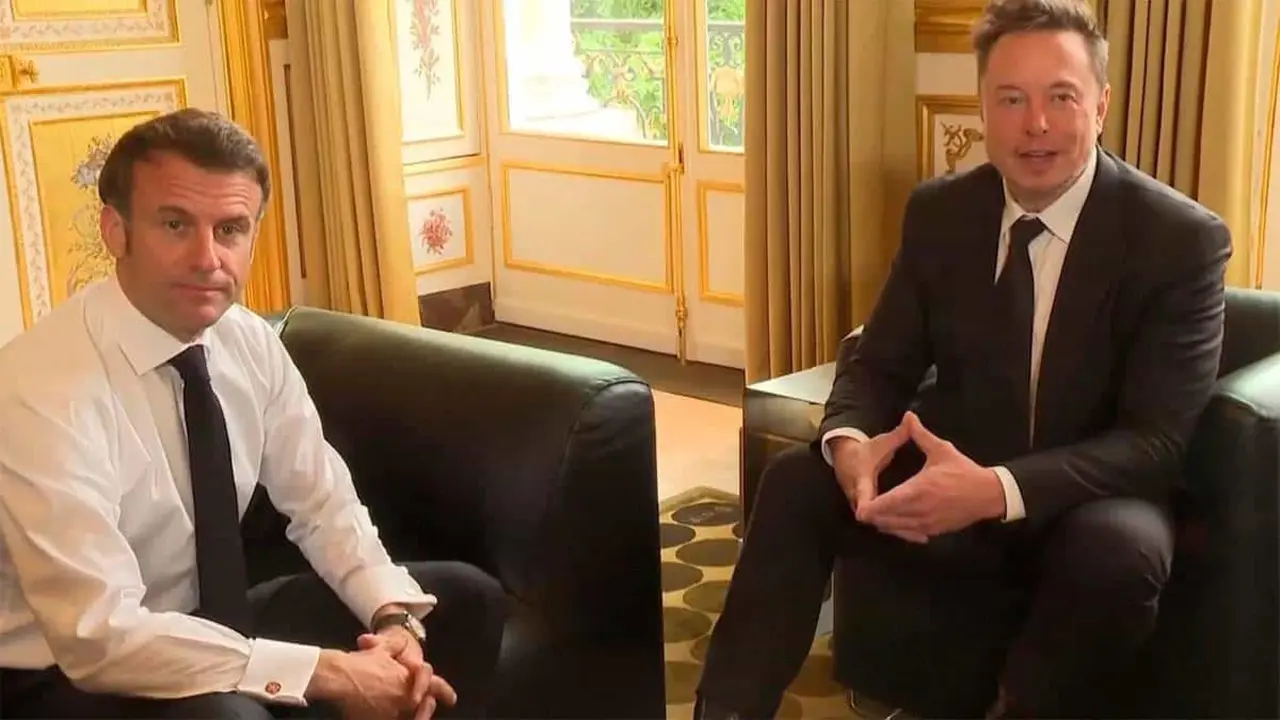 Elon Musk y Emmanuel Macron reunidos