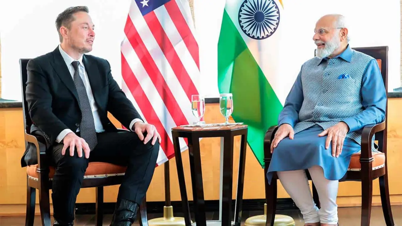 El primer ministro de La India, Narendra Modi y Elon Musk reunidos