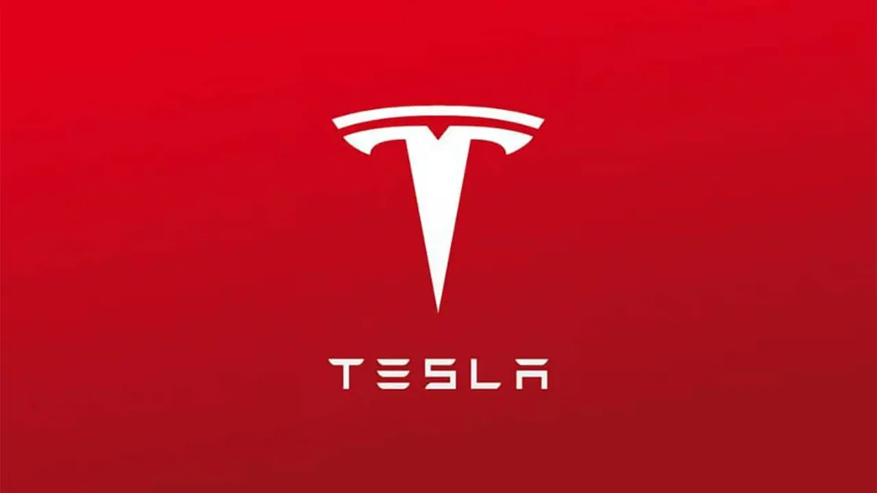 Tesla logo fondo rojo