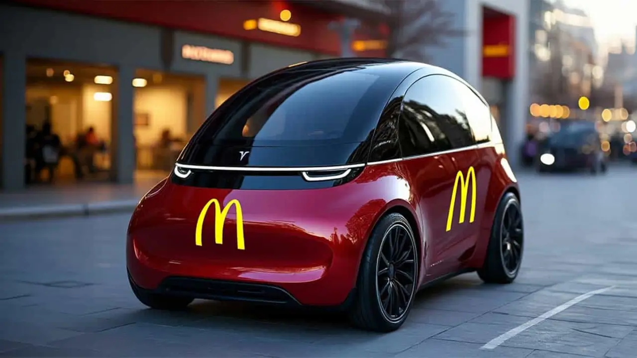 Tesla Robotaxi usado por Mcdonald&acute;s