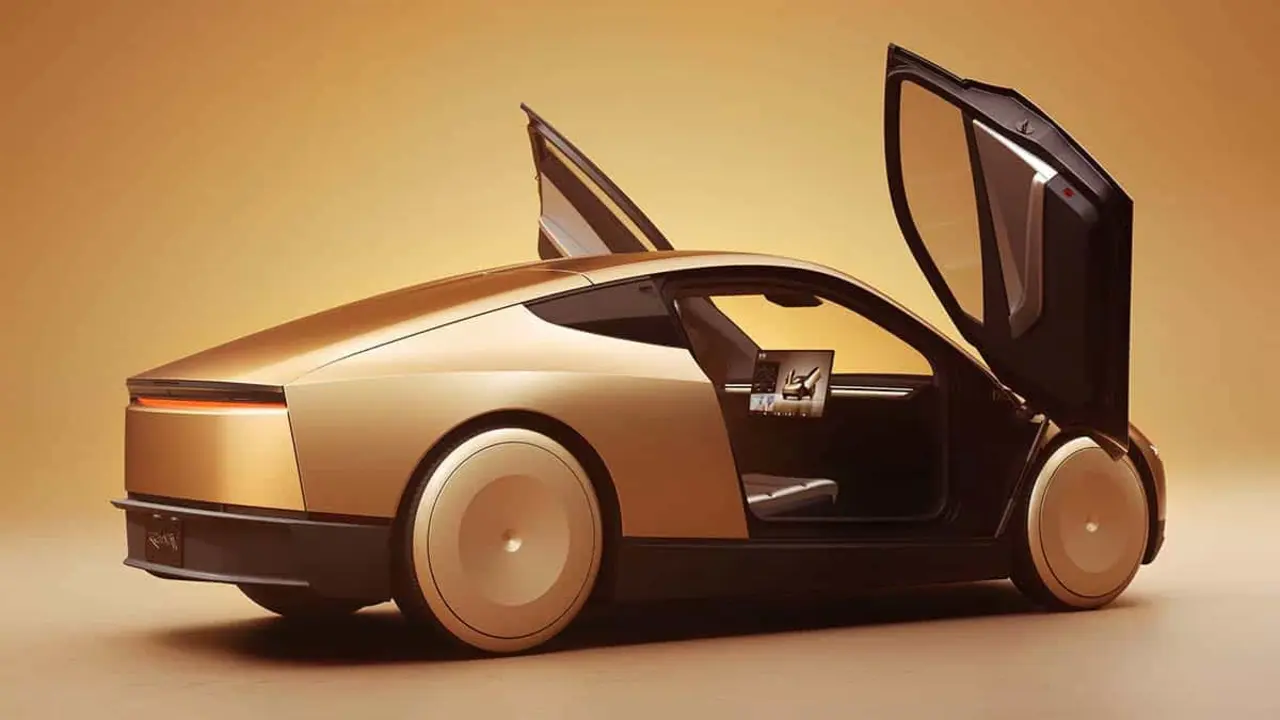 Imagen de la Tesla Cybercab con las puertas abiertas