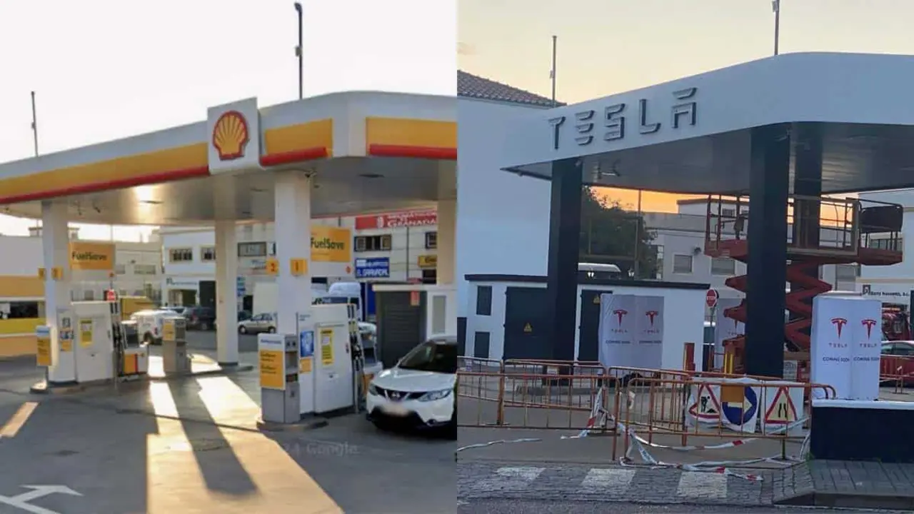 Gasolinera Shell convertida en Tesla Supercharger