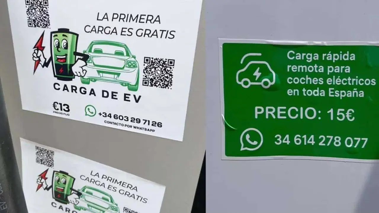 Etiquetas pegadas en puntos de carga son una estafa