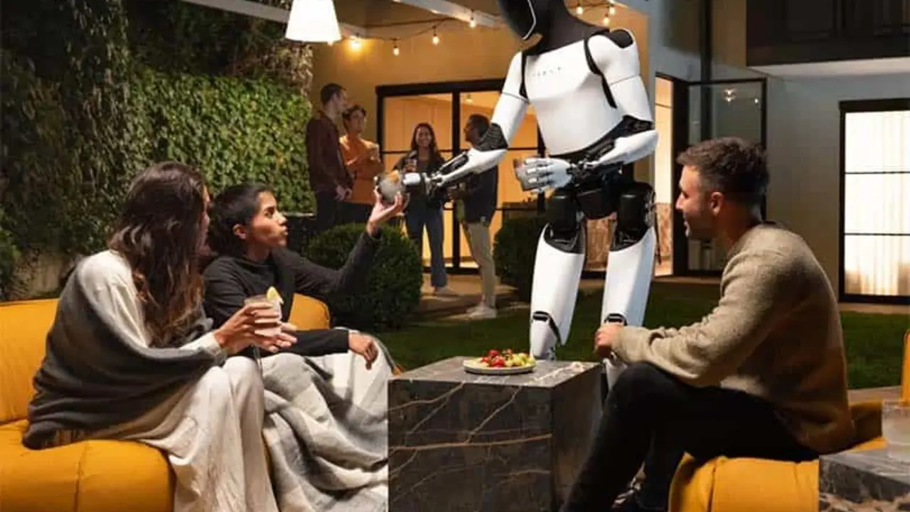 Robot Tesla Optimus sirviendo