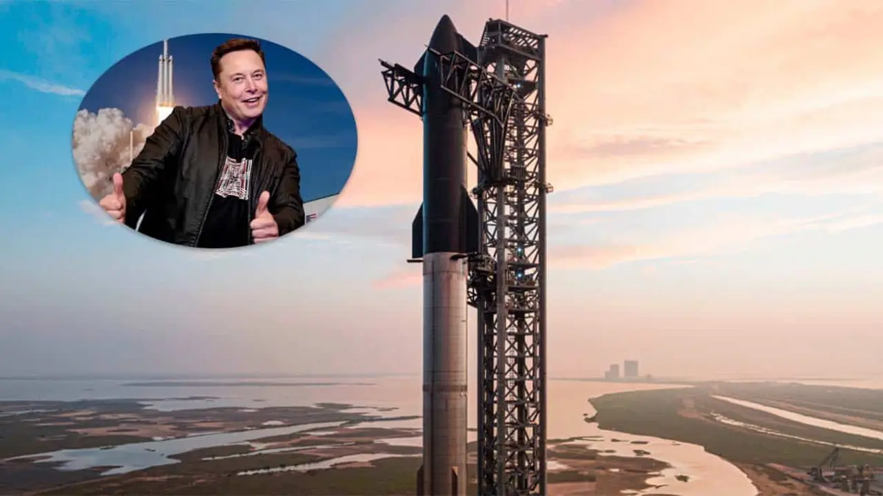 Resumen del avance en tecnolog&iacute;a espacial por Elon Musk con un lanzamiento de cohete y su imagen.