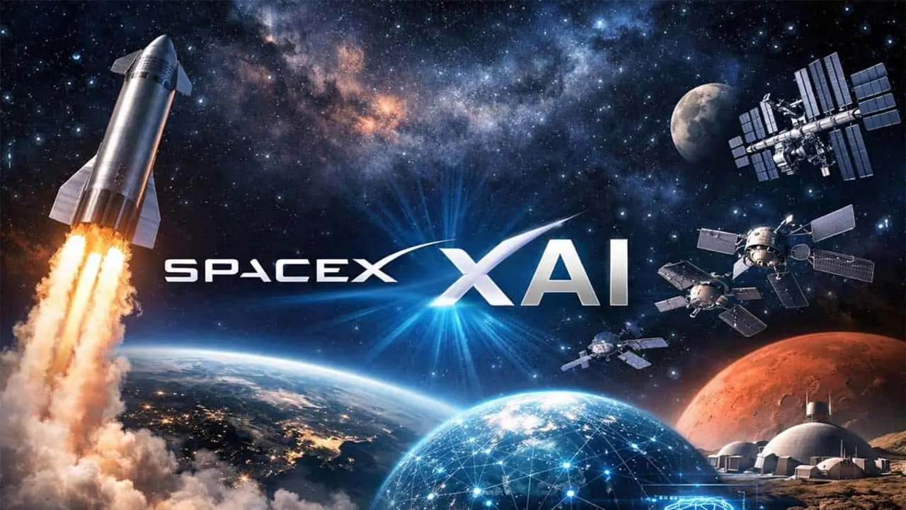Imagen que simboliza la fusi&oacute;n de SpaceX y xAI