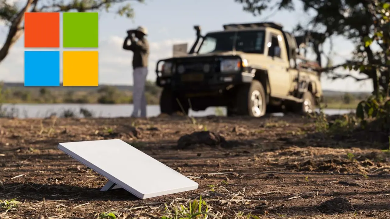 Imagen de un panel solar port&aacute;til en un paisaje rural, destacando la energ&iacute;a renovable y la conectividad en zonas alejadas.