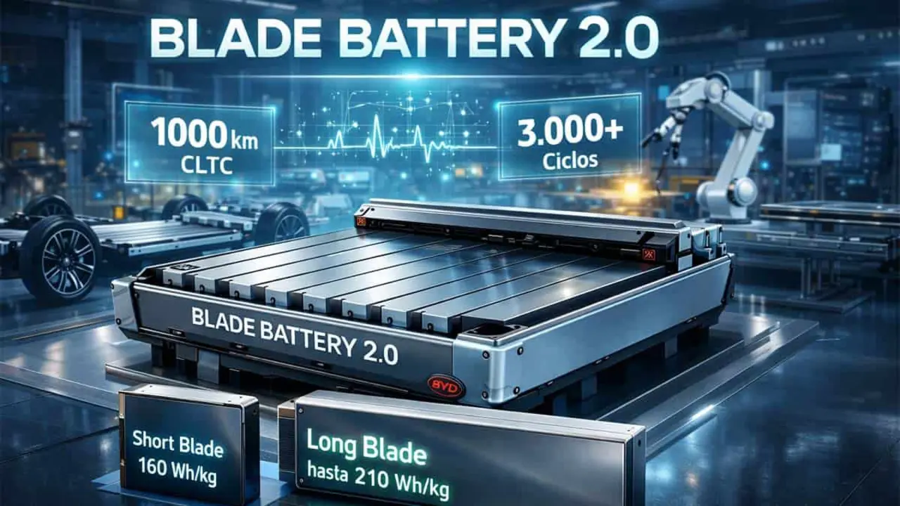 La nueva bater&iacute;a Blade 2.0 de BYD ofrece mayor autonom&iacute;a y durabilidad para veh&iacute;culos el&eacute;ctricos.