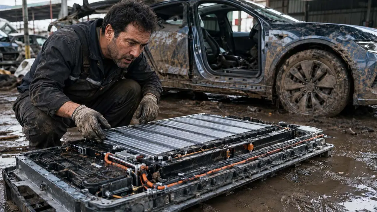 Estado bater&iacute;a coche el&eacute;ctrico tras una inundaci&oacute;n