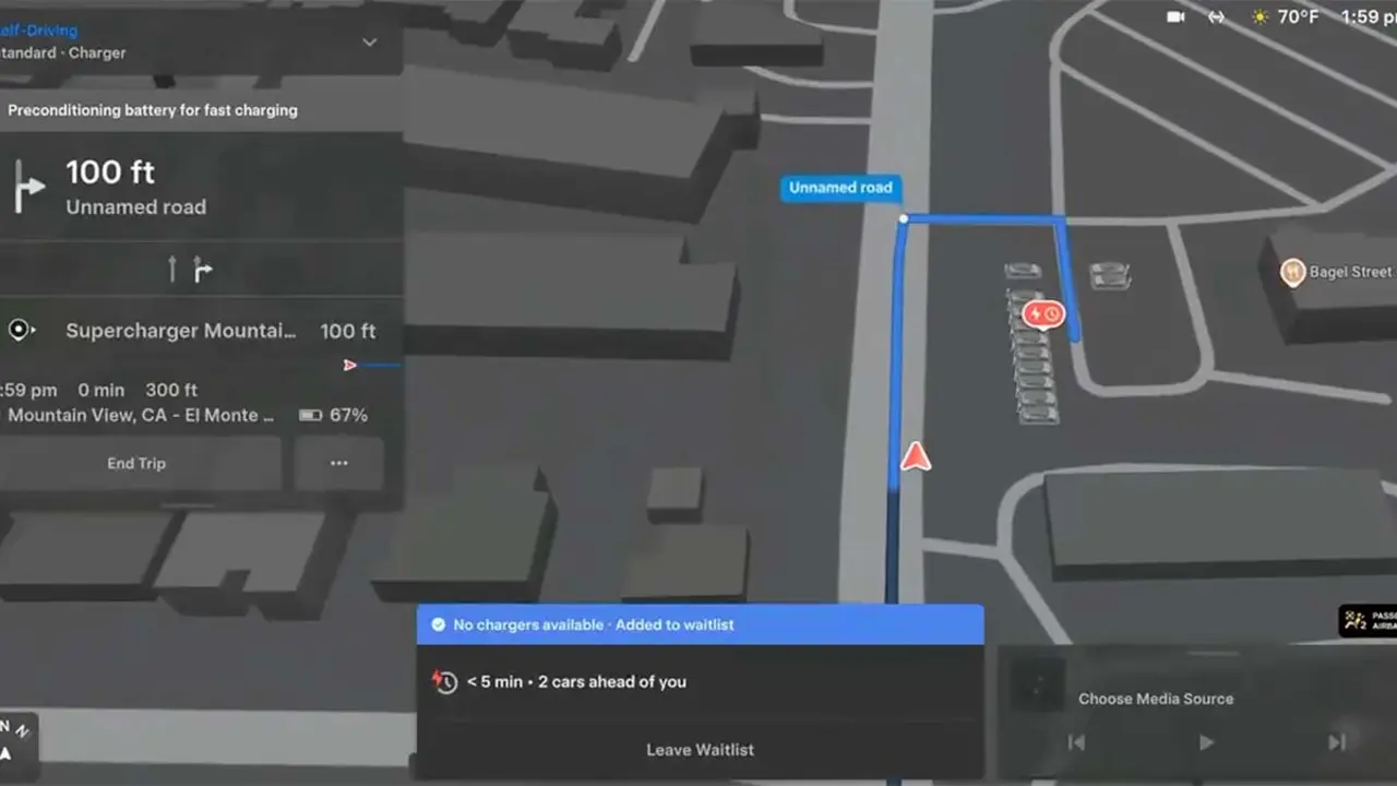 Cola virtual de Tesla para cargar en los Superchargers