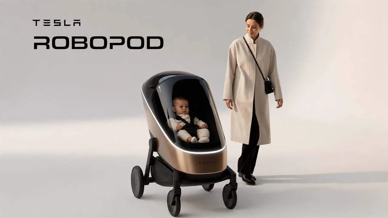 Tesla Robopod (cochecito beb&eacute; aut&oacute;nomo con FSD)