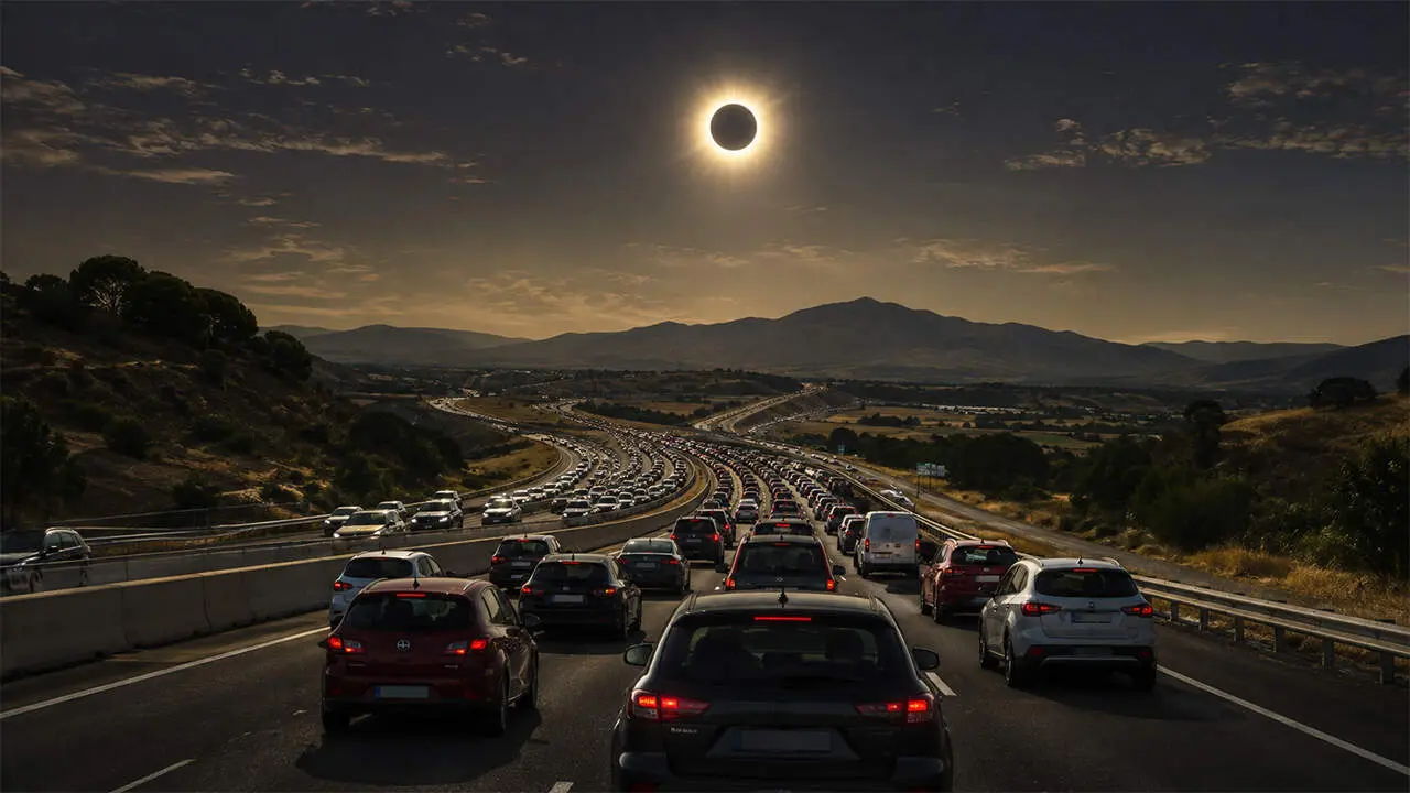 Eclipse Solar 12 de agosto - carreteras cortadas