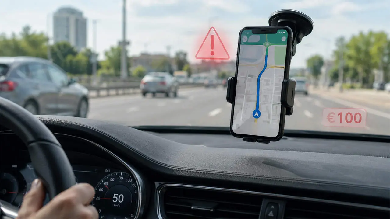 Soporte m&oacute;vil para el coche puede llevar multa