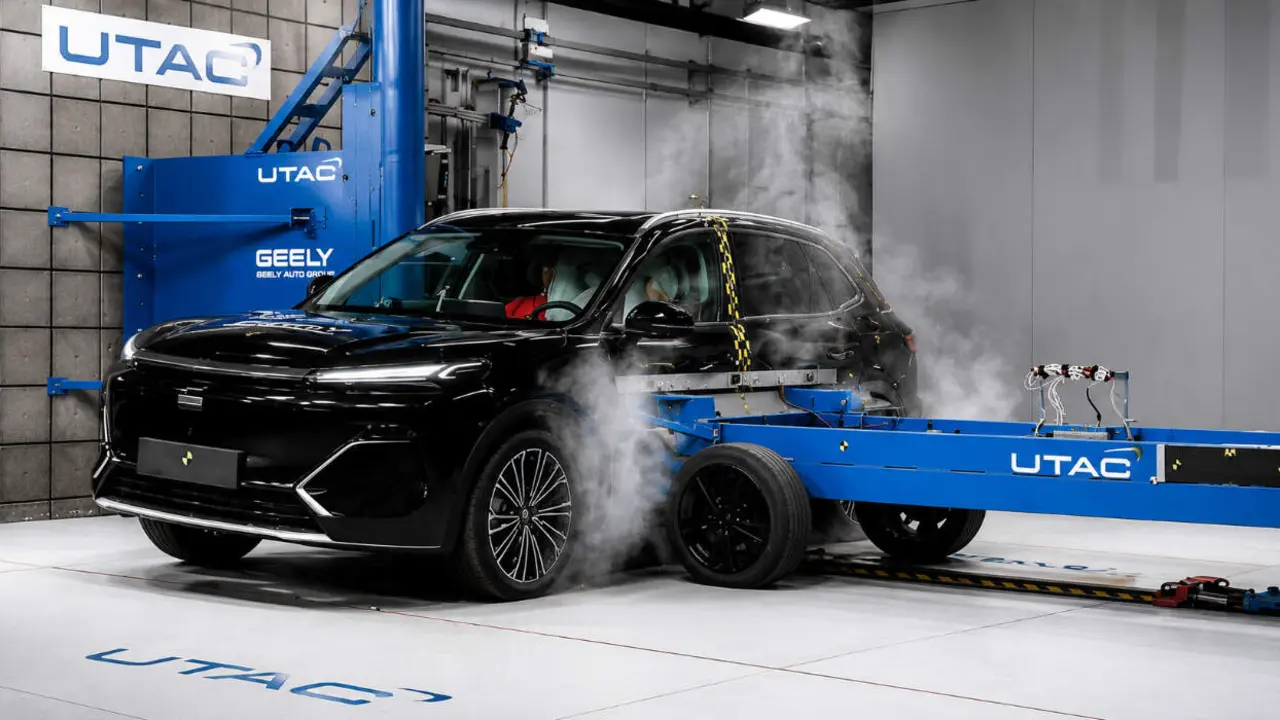 Prueba de impacto en un coche de Geely