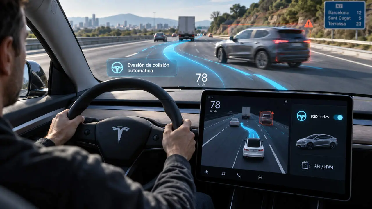 Función de Evasión automática del FSD en coches Tesla