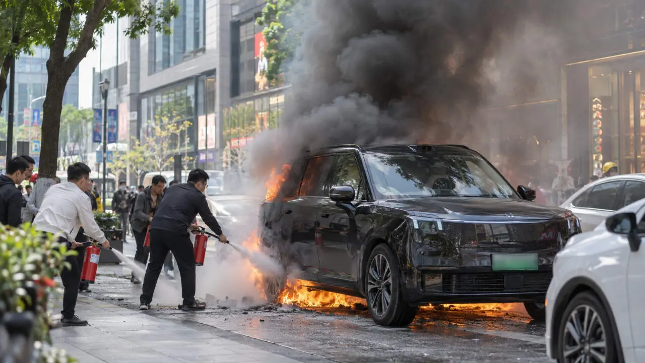 Incendio de Lynk & Co 900 en la calle