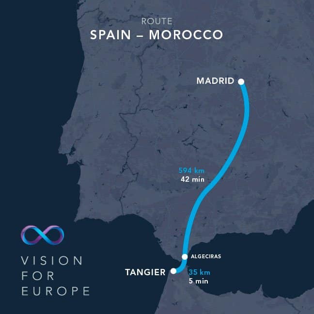 Hyperloop One trayecto Madrid-Tánger