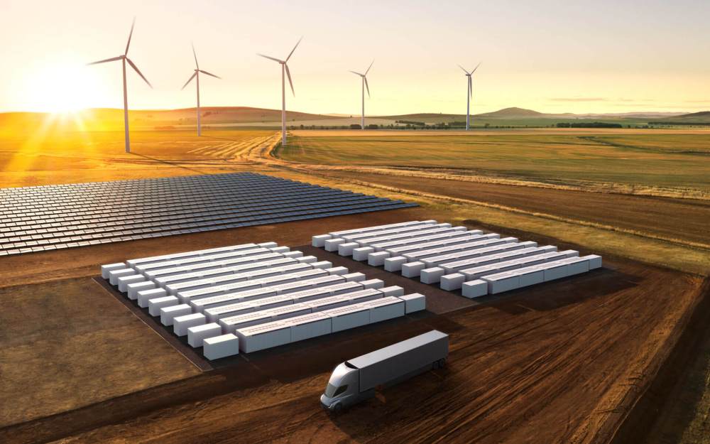 Tesla-Megapack-molinos-viento-tesla-semi