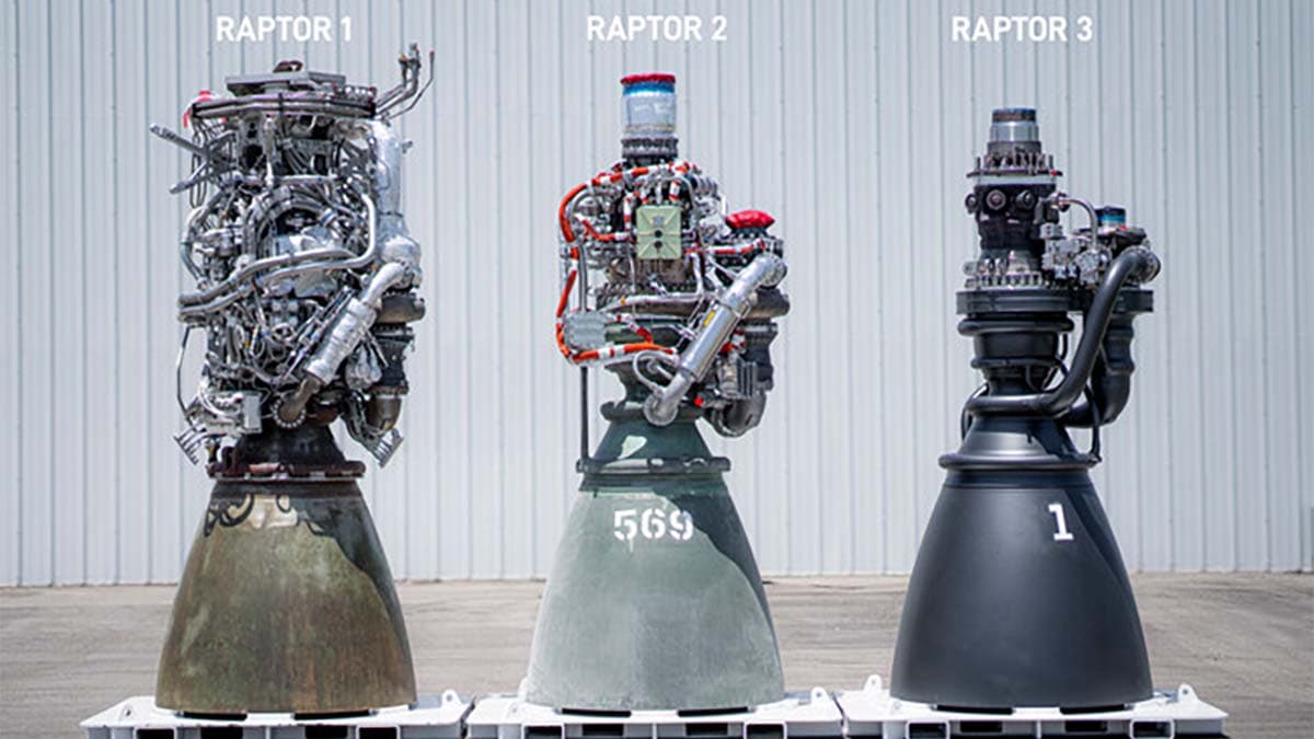 Comparativa entre el Raptor 1, Raptor 2 y el nuevo Raptor 3 de SpaceX que se monta en Starship V3