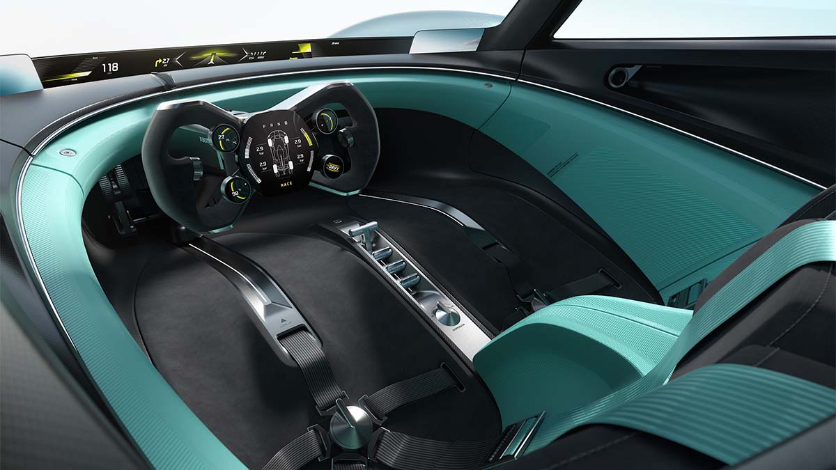 Interior del hiper deportivo eléctrico Xiaomi con tecnología de punta y diseño innovador.