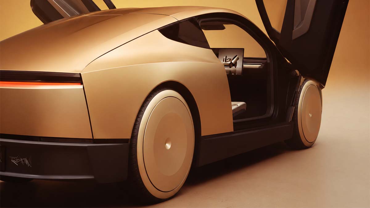 Detalle de la parte trasera de la Tesla Cybercab