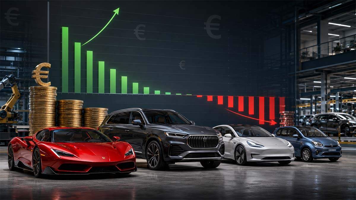 ¿Qué marcas ganan más dinero por cada coche vendido? Ferrari juega en otra liga, pero la batalla real está en eléctricos, China y Europa